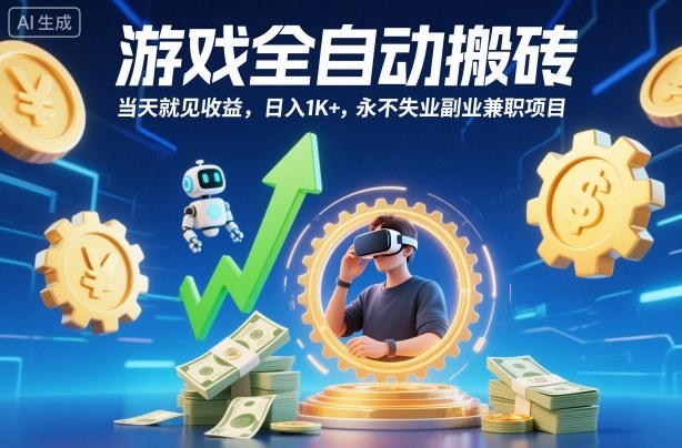 游戏全自动搬砖,当天就见收益,日入1K+,永不失业副业兼职项目【揭秘】-创业网