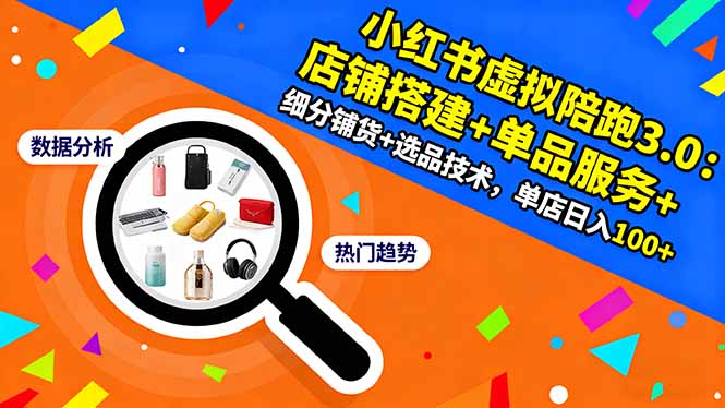小红书虚拟陪跑3.0:店铺搭建+单品服务+细分铺货+选品技术,单店日入100+-创业网