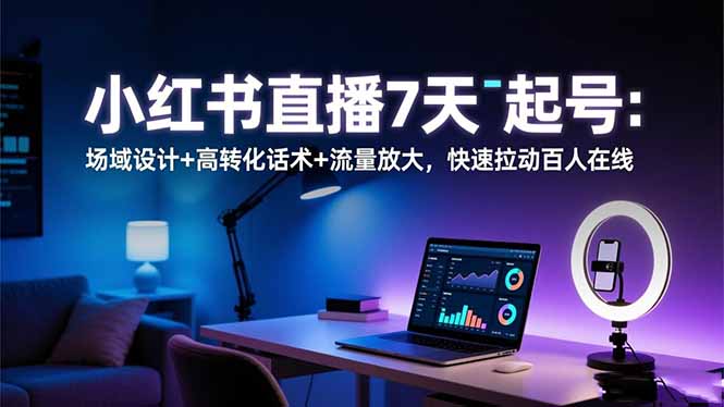 小红书直播7天起号:场域设计+高转化话术+流量放大,快速拉动百人在线-创业网