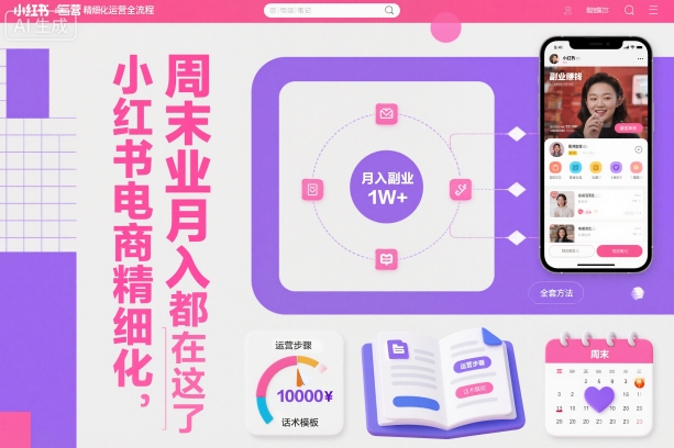 小红书电商精细化运营全流程,周末副业月入1W+,全套方法都在这了-创业网