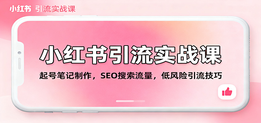 小红书引流实战课：起号笔记制作，SEO搜索流量，低风险引流技巧-创业网